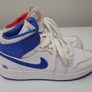 Nike White and Blue High-Top Sneakers